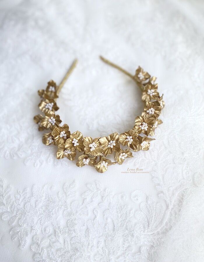 Michelle / Gold Bridal Crown - Image 3